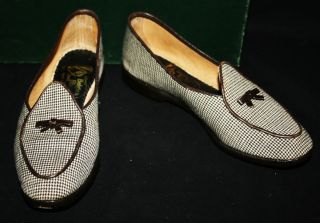 Belgian Shoes Dark Brown White Houndstooth Loafers 6 5