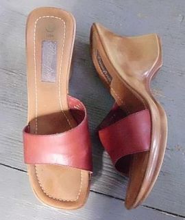 Passofino Made in Brazil Women 1 Platform 4 Wedge Mule Shoes Red 