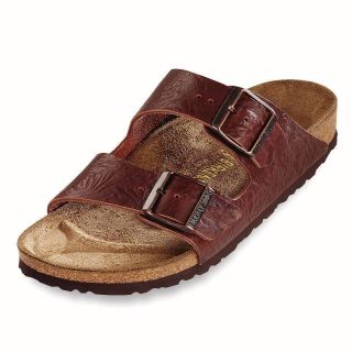 Birkenstock Arizona Cortina Brown Leather Slide Sandals Cork Shoes Men 