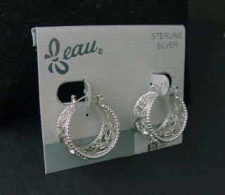 Beau Byzantine Style 925 Sterling Silver Hallmarked Hoop Earrings 