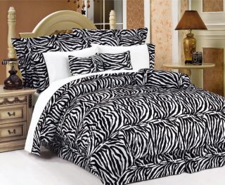 8pcs Twin Zebra Comforter Bedding Bed in A Bag Set