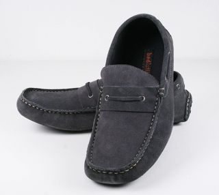 BED Stu Mens DOCKWEILER loafer shoes Grey suede leather 47201005
