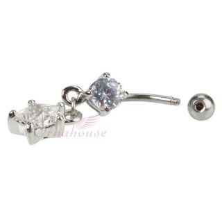   Navel Belly Button Ring White Crystal Body Piercing Jewelry