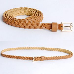 Womens Braided Faux Leather Skinny Belts 5Colors