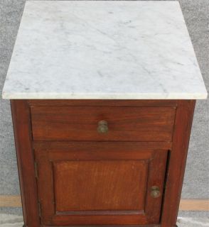   French Country Nightstand/Bedside Table, Louis XV Style, Oak/Marble