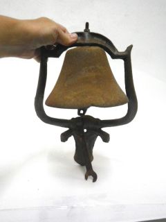 Old Rusted Cattle Ranch Farm Dinner Bell With Figural Cow Bull 