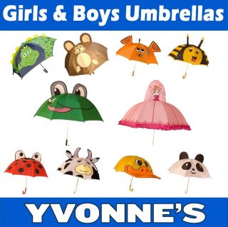 Kids Umbrellas Childs Boys Girls Novelty Brolly Frog Monkey Princess 