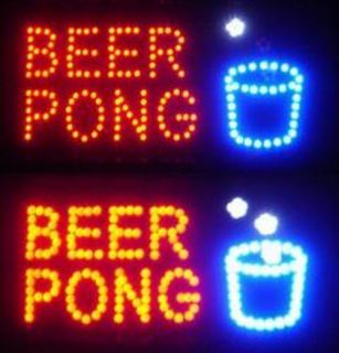 Beer Pong Sign 19 x 10 See Video of LED Motion Multiple White Balls 
