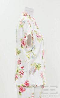 Bedhead Pajamas 2pc White Pink Floral Print Top Pants Set Size Medium 