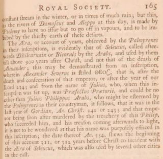 1739 Memoirs of The Royal Society by Benjamin Baddam