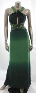 Betsy Adams New Green Womens Keyhole Ombre Glitter Empire Waist Dress 