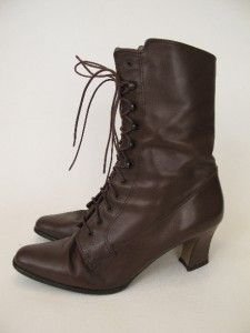 Vtg 80s 90s Lace Up Victorian Granny Boots Bandolino 6 5M Punk Grunge 