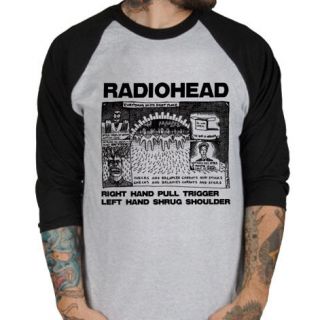 Radiohead Shrug rock band UK Baseball Jersey t shirt 3/4 sleeve Raglan 