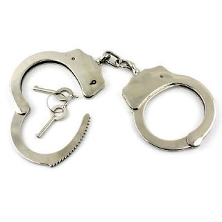 New Double Lock Steel Security Handcuffs w/ Two Keys Restraints