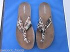 Ann Taylor Loft Orange Gray Plaid Thongs Flip Flop Sandals Flats Size7 