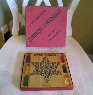 vintage drueke wood chinese checkers game w box 563 time