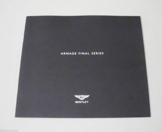 Bentley Arnage Final Series Dealer Brochure Book