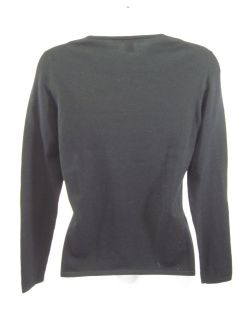Belford Black Silk Long Sleeve Crew Neck Sweater Top S