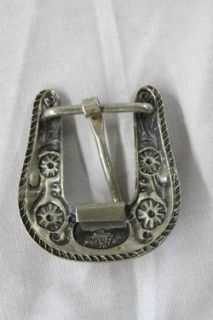   Silver Green Turquoise Belt Buckle Signed Bell Trading Company