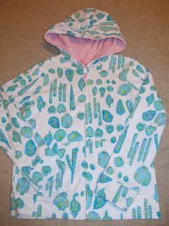 EC Lilly Pulitzer Pink Green Aqua Beach Seashell Print Jacket Hoodie 