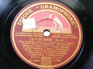 12 Bunny Berigan Gramophone 1042 Misprinted Label I CanT Get Started 