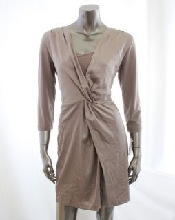 Jones New York New Beige Womens Satin Combination Twisted Dress Size 