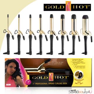 New Belson Gold N Hot Spring Grip Curling Iron