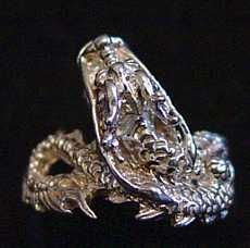 Sterling Silver Feng Shui Buddha Dragon Chinese Ring