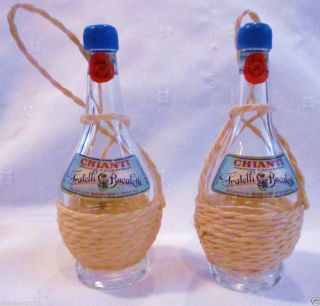 Oil Vinegar cruets Chianti Wine Bottle Glass Hemp Basket Italian 