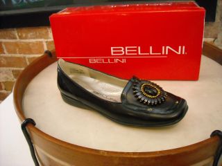 Bellini Black Leather Pewter Beaded Medallion Loafer New