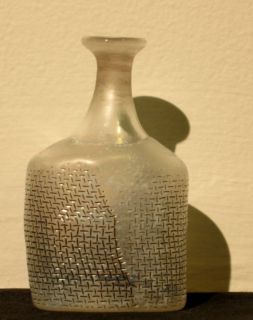 Bertil Vallien Kosta Boda Network Art Glass Bottle Vase Mid Century 