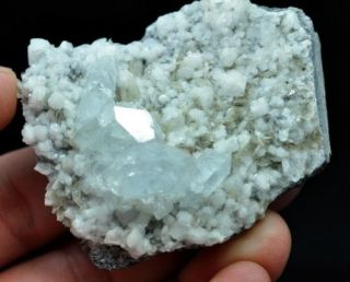 Fat Tabular Aquamarine Beryl Crystal w Muscovite BF006