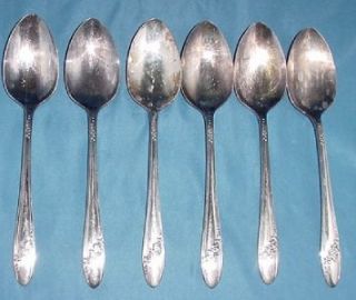Oneida Community Queen Bess Silver Plate 6 Serving Spoons Tudor 