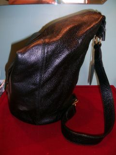 Jeanne Benet Black Genuine Leather Shoulder Sling Backpack Bag Purse 