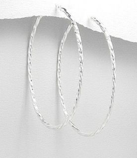 Large Oval Twisted Hoop Earrings 925 Sterling Silver Plated