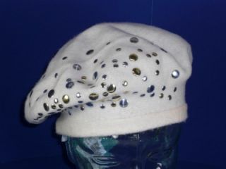 betmar off white womens winter beret studded hat