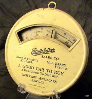 Studebaker All Metal Brown and Bigelow Thermometer 1930s L48