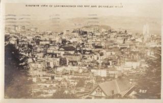 San Francisco CA Birdseye View Berkeley Hills Postcard