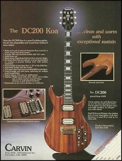   1985 CARVIN DC200 KOA WOOD DC GUITAR AD 8X11 FRAMEABLE ADVERTISEMENT