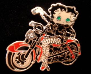Betty Boop Enamel Motor Bike Pin Brooch Vintage Design