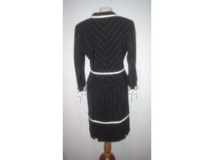 Beautiful Bergamo Black Ivory Pinstripe Skirt Suit 12