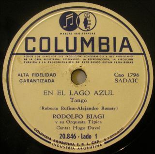 Rodolfo BIAGGI 78 RPM En El Lago Azul MI Alondra 20846