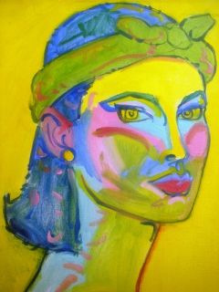 Roy Besser 1990 Signed Oil on Canvas Painting Lady with Turban 