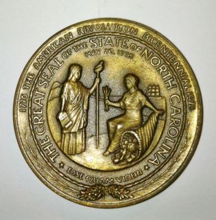   Revolution Bicentennial North Carolina State Seal Medal Coin
