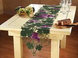 Kitchen Decor Grapes Vineyard Embroidery Table Runner