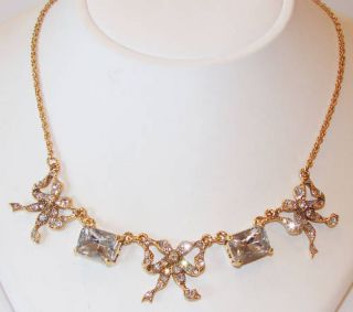 Betsey Johnson Jewelry Iconic Crystal Bow Necklace