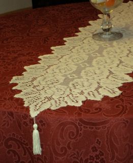 Cream Lace Floral Table Runner Dresser Scarf 13X45