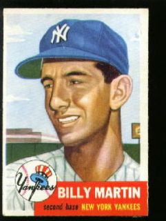 1953 Topps Baseball 86 Billy Martin New York Yankees
