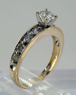 Sophisticated 1 55ct 18 Diamond 14k Yellow Gold Engagement Ring 