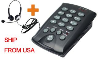 Corded Telephone Dialpad Feature w Binaural Headset